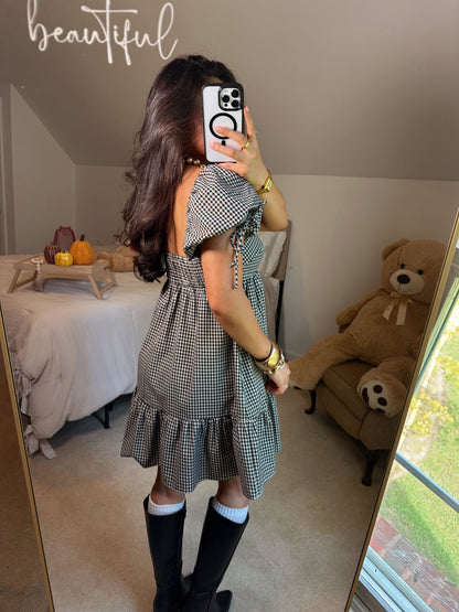 Black Gingham Babydoll Dress