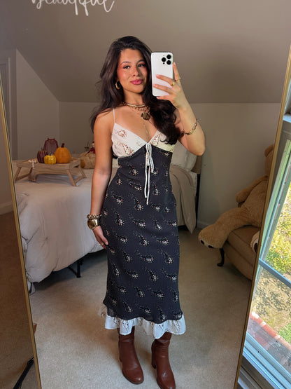 Black & White Paisley Mix Midi Dress
