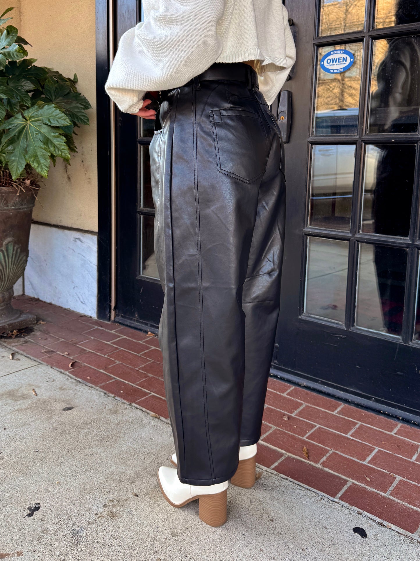 Black Essence Pleather Barrel Pants