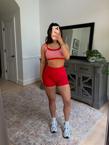 Red Gingham Sports Bra