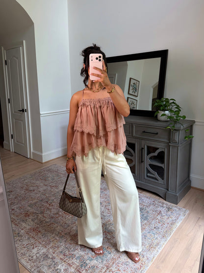 Blush Lace Ruffle Top