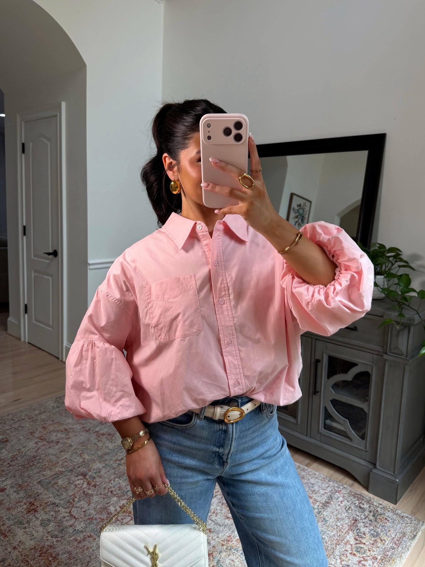 Peony Pink Bubble Hem Top