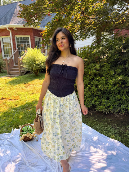 Cool Toned Smocked Tube Midi Bubble Dress