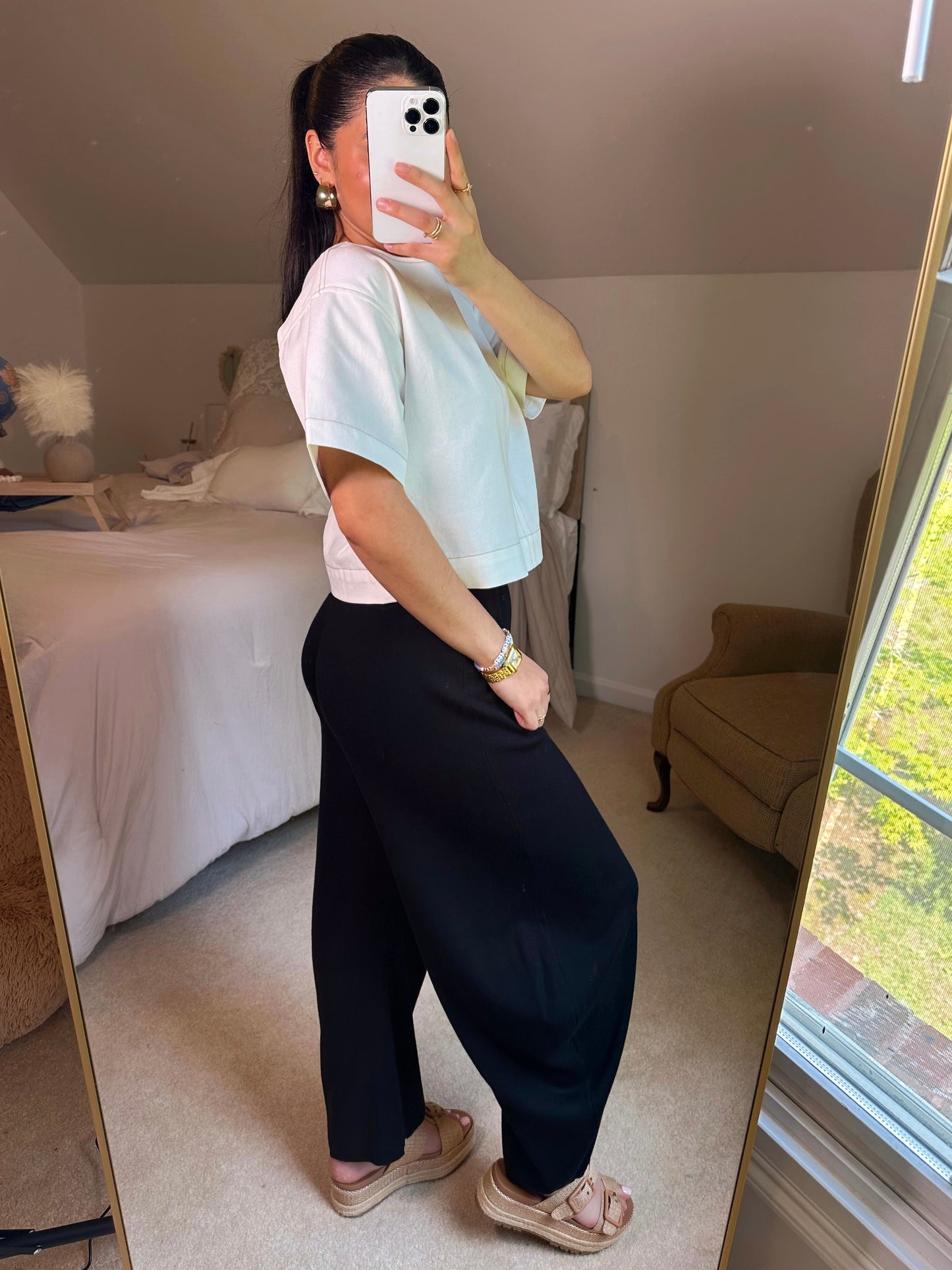 Black Knit Baggy Barrel Pants