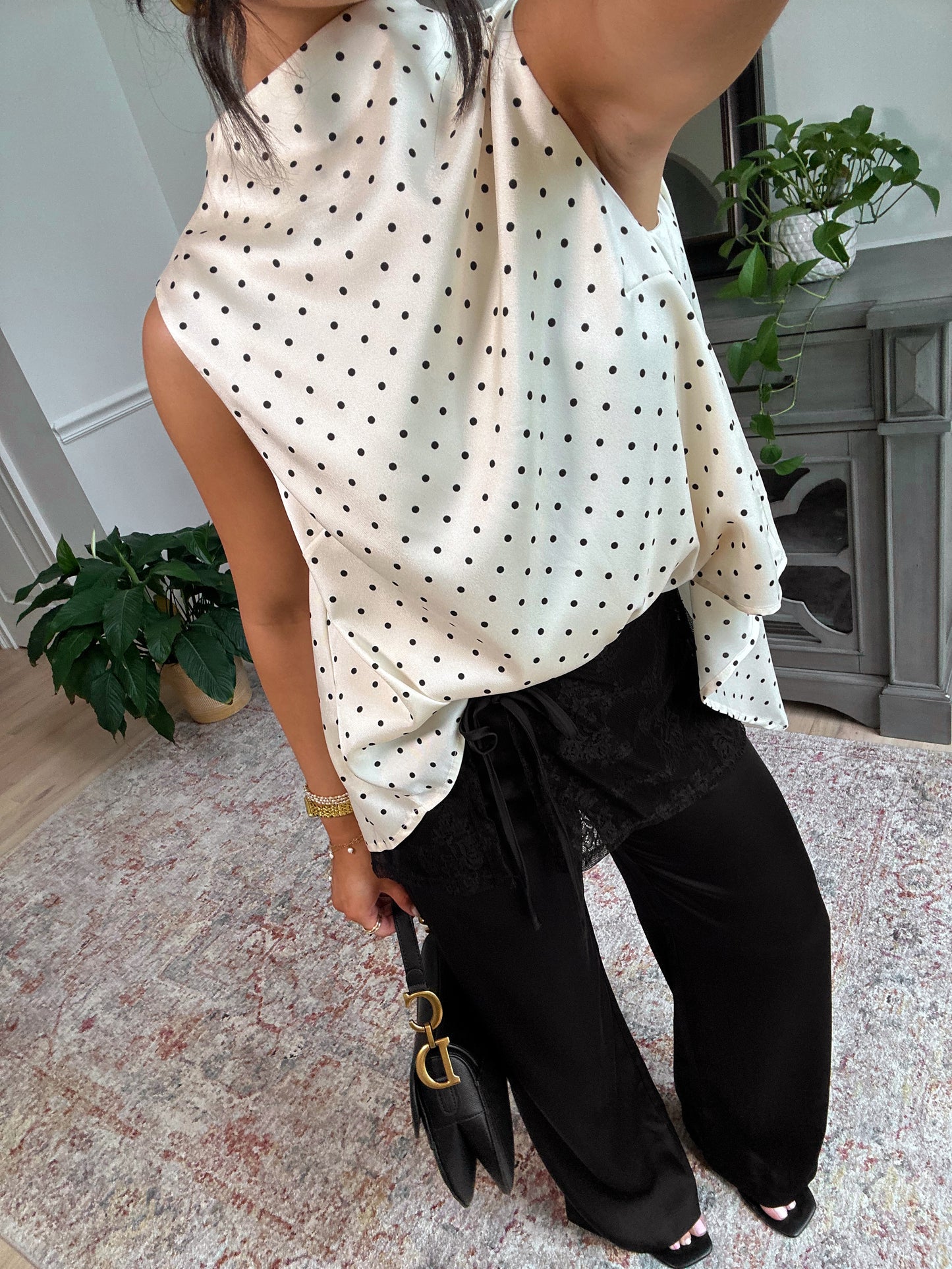 Nightfall Satin Lace Wrap Pants (Black)