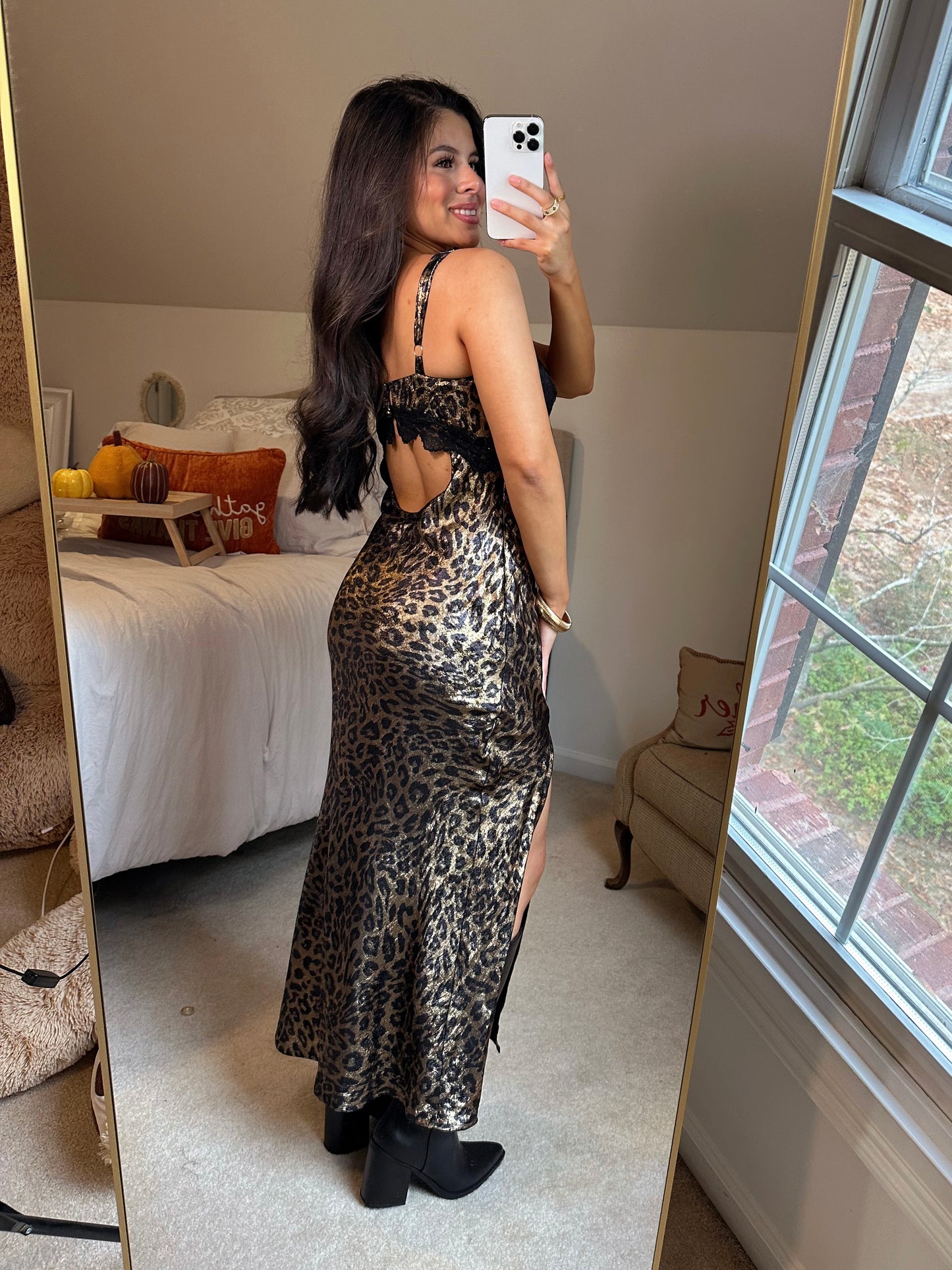 Black Lace Shimmer Leopard Dress