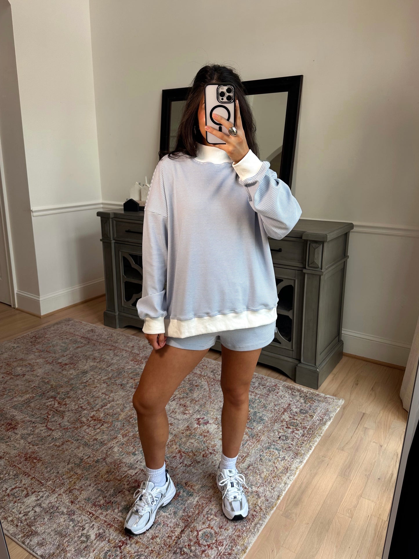 Baby Blue Mockneck Striped Set
