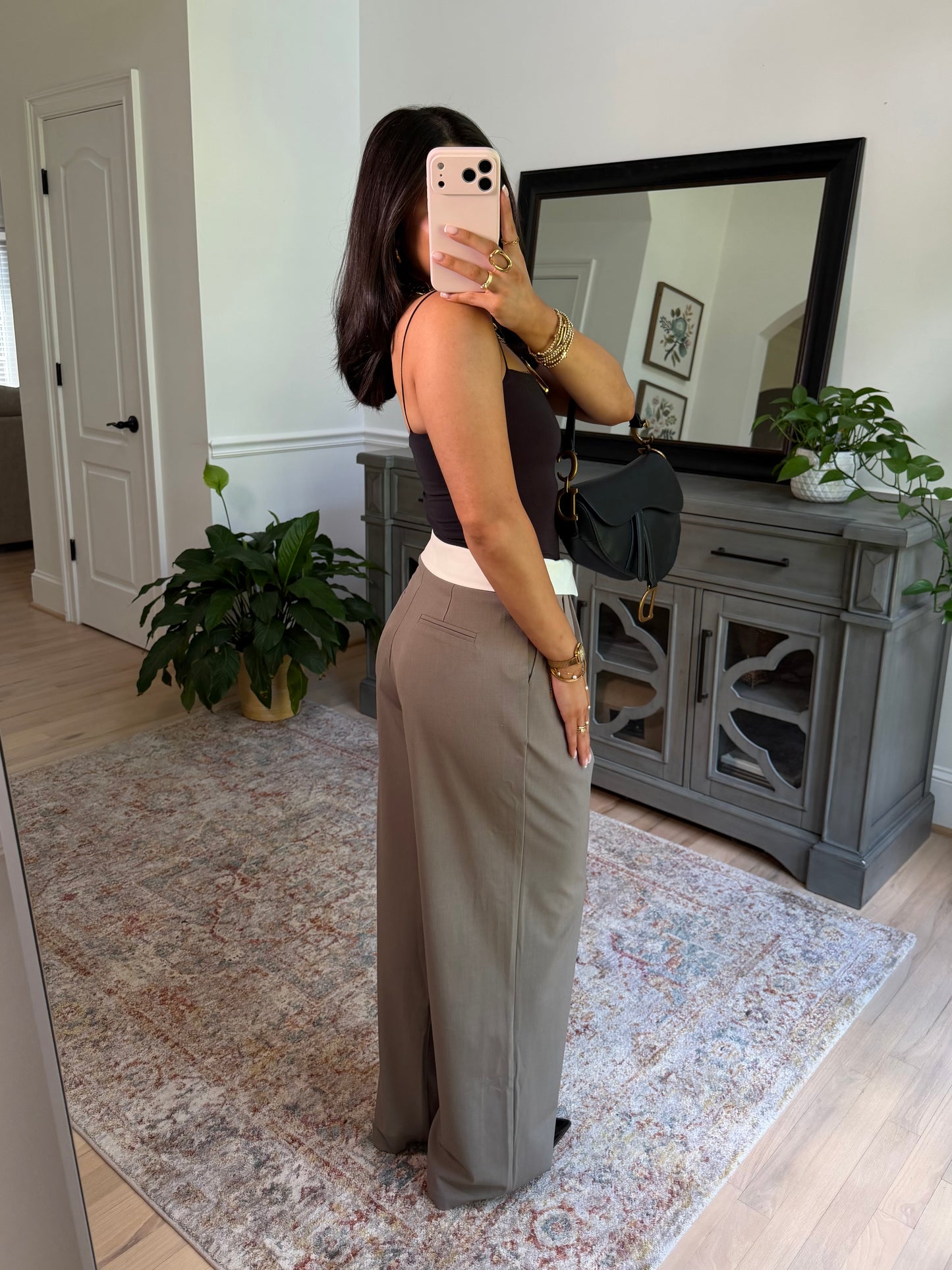 Mocha Fold-Over Trousers