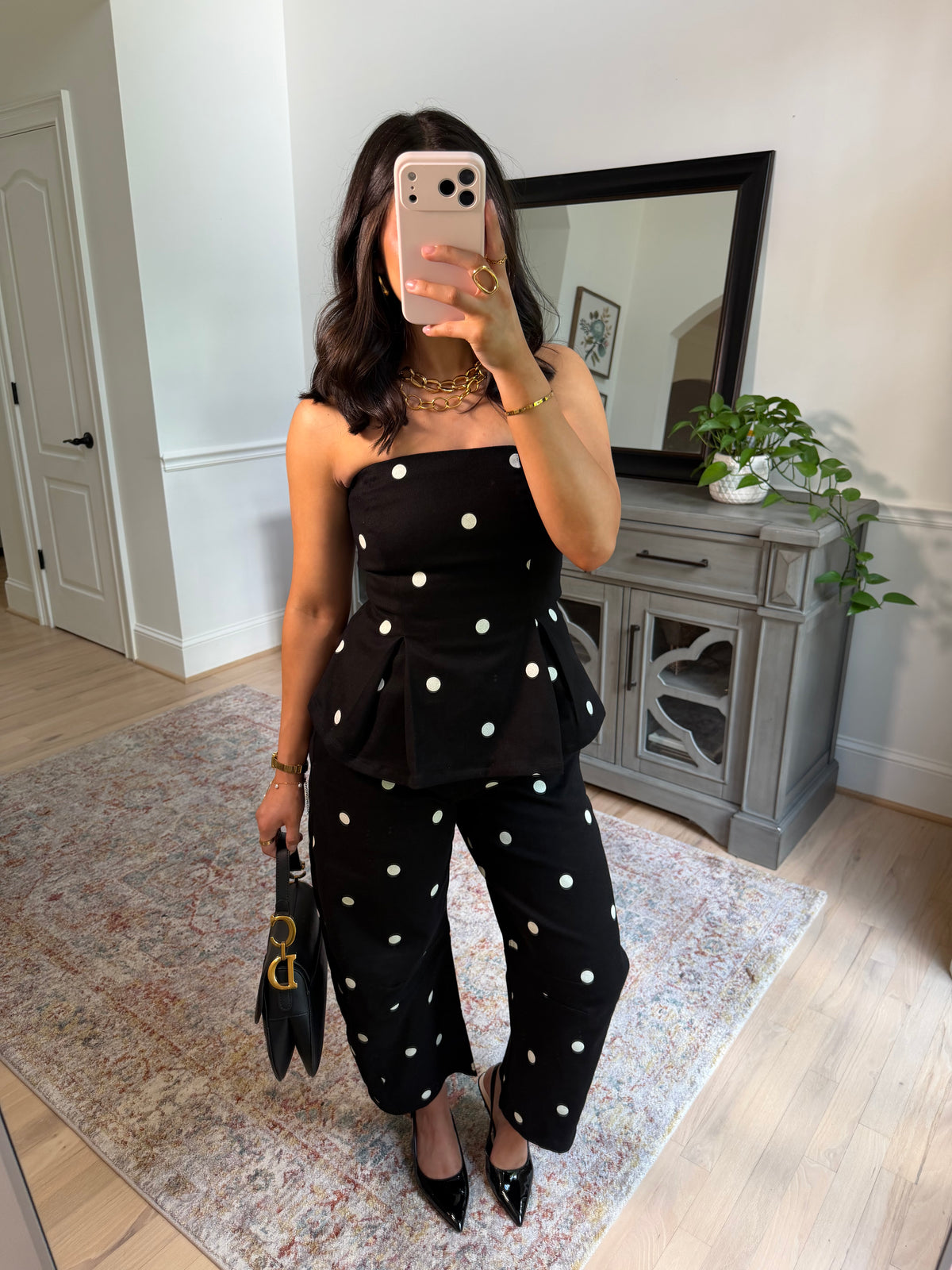Midnight in Paris Polka Dot Top & Pant Set