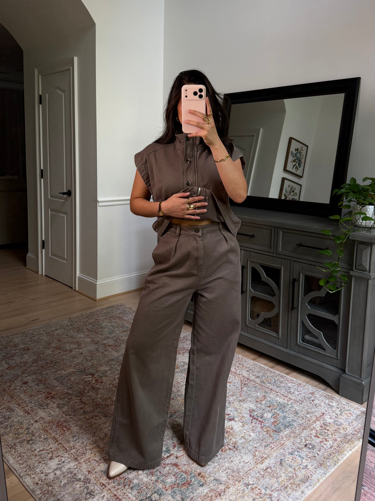 Manhattan Taupe Denim Vest & Pants Set
