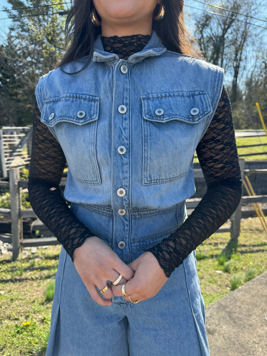 Black Lace Layering Top