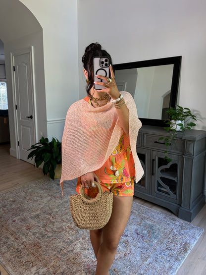 Peaches Knit Sequin Poncho