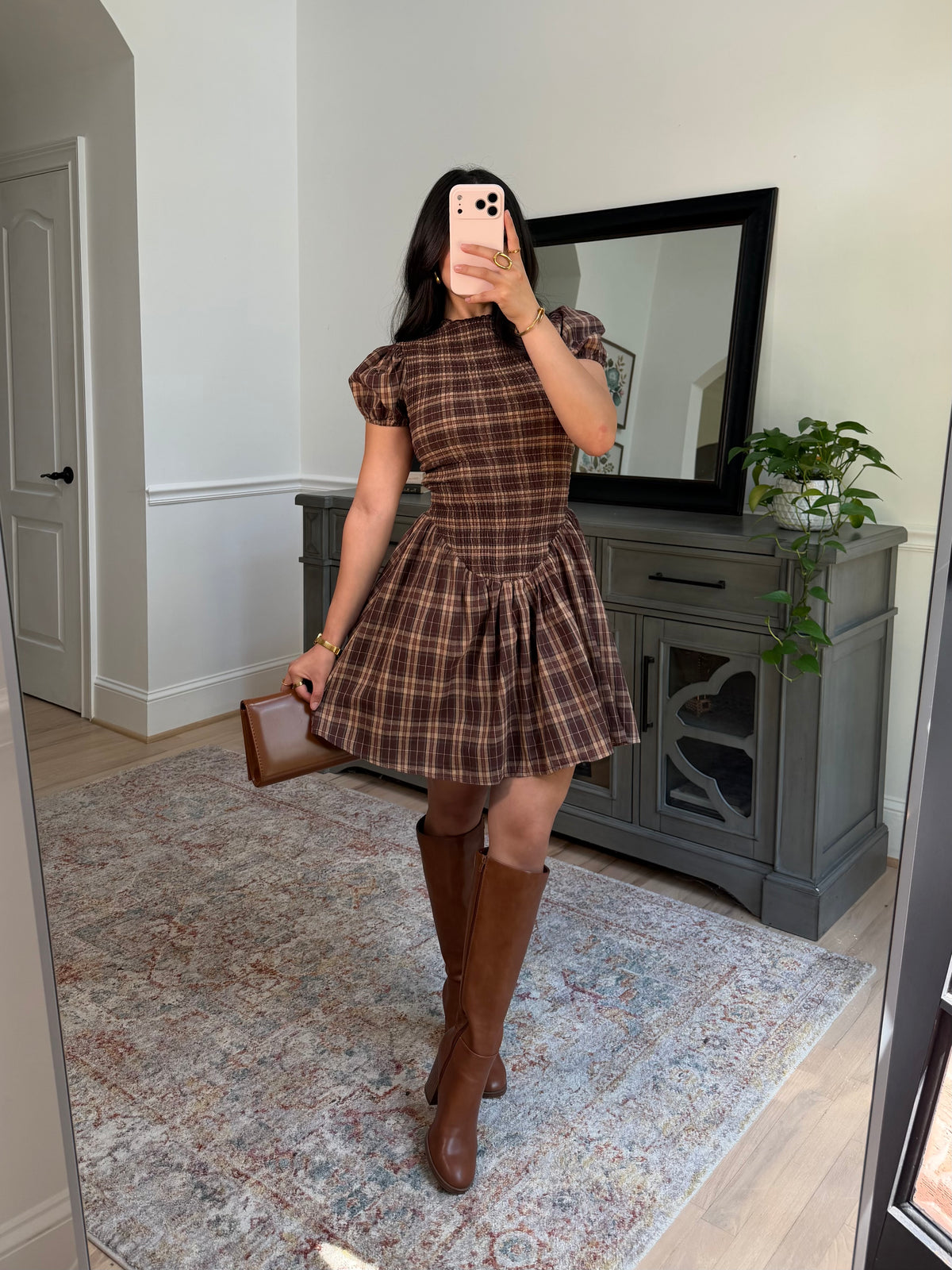 Cinnamon Spice Plaid Dress