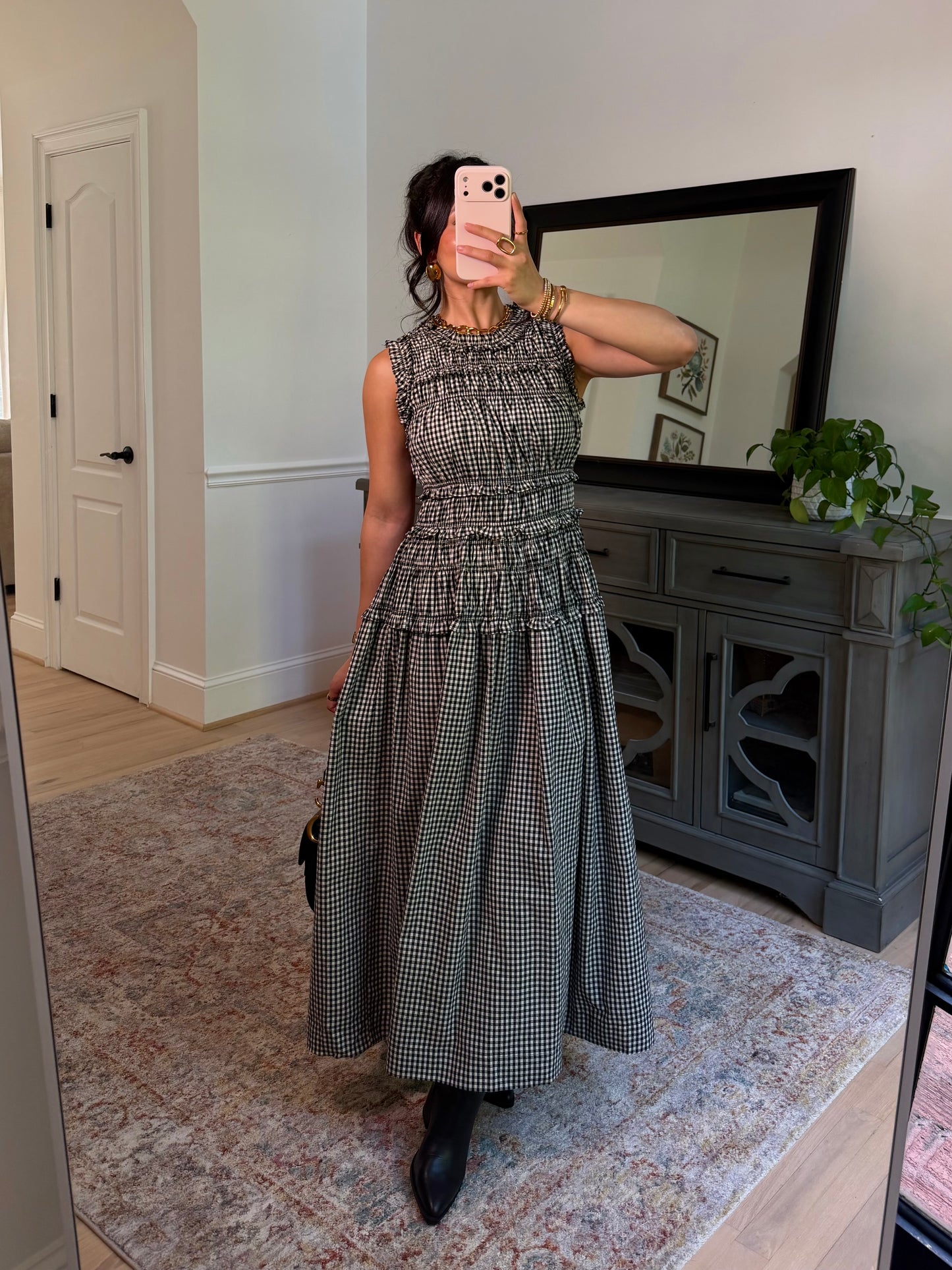 The Sinclair Black Gingham Dress