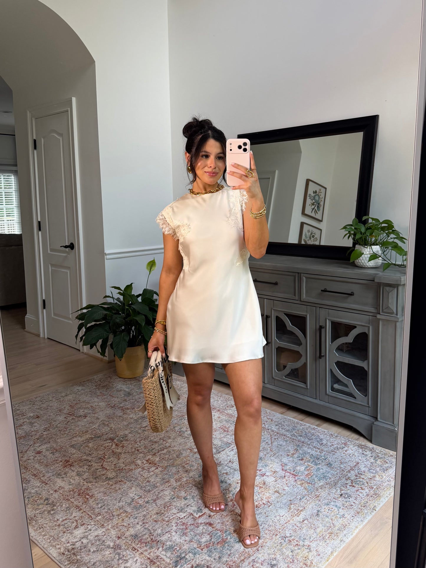 Clara Satin Lace Mini Dress