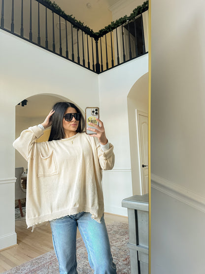 Cream Knit Pullover Top