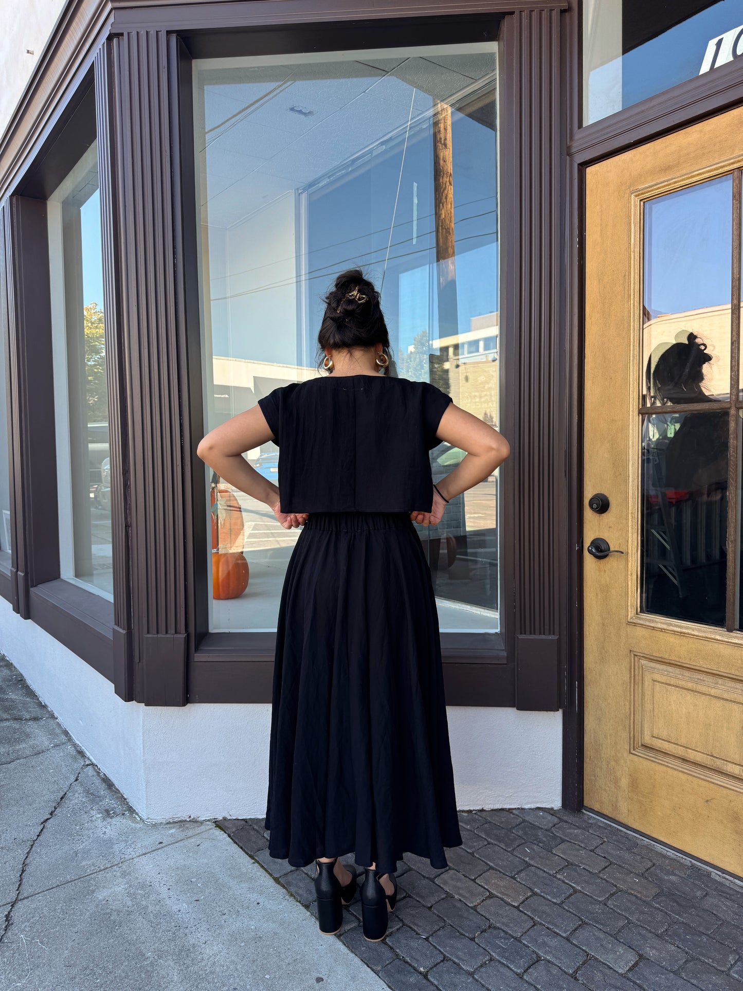 Black Top & Skirt Set