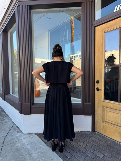 Black Top & Skirt Set