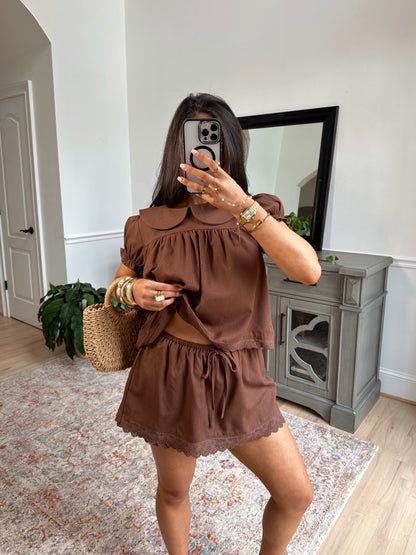 Cocoa Lace Top & Skort Set