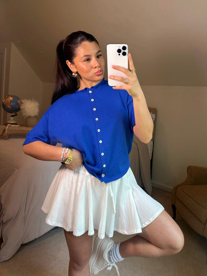 White Woven Flared Skort