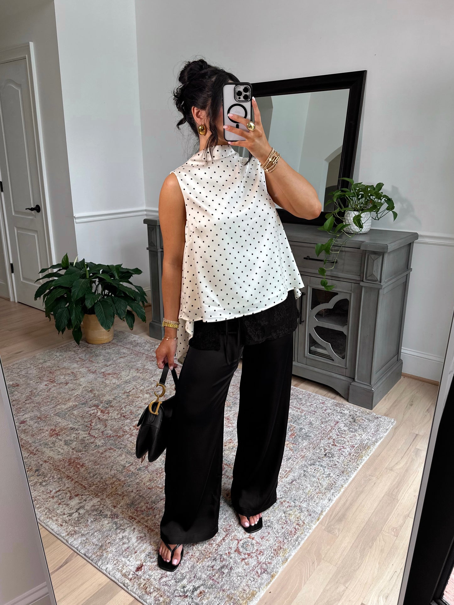 Evening Allure Polka Dot Blouse