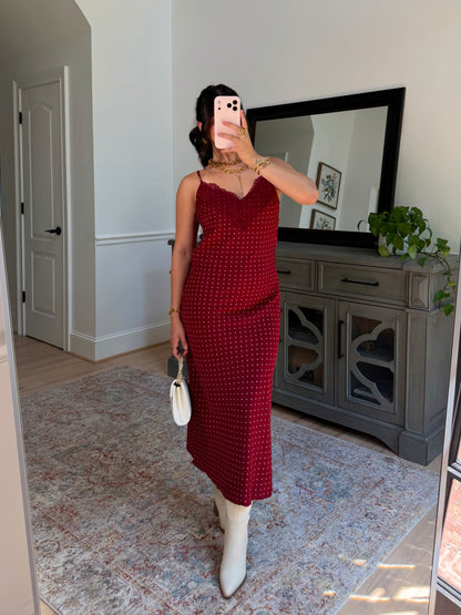 Charlotte Burgundy Polka Dot Dress