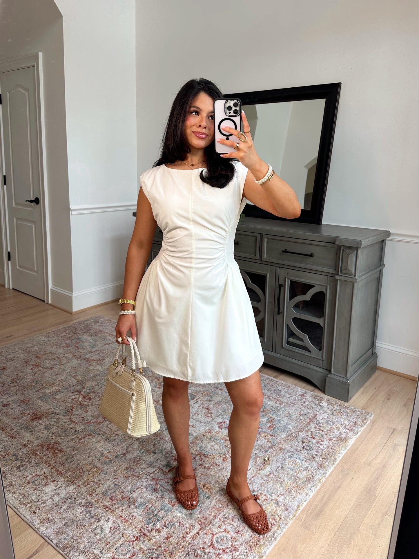 White Magnolia Pleated Dress