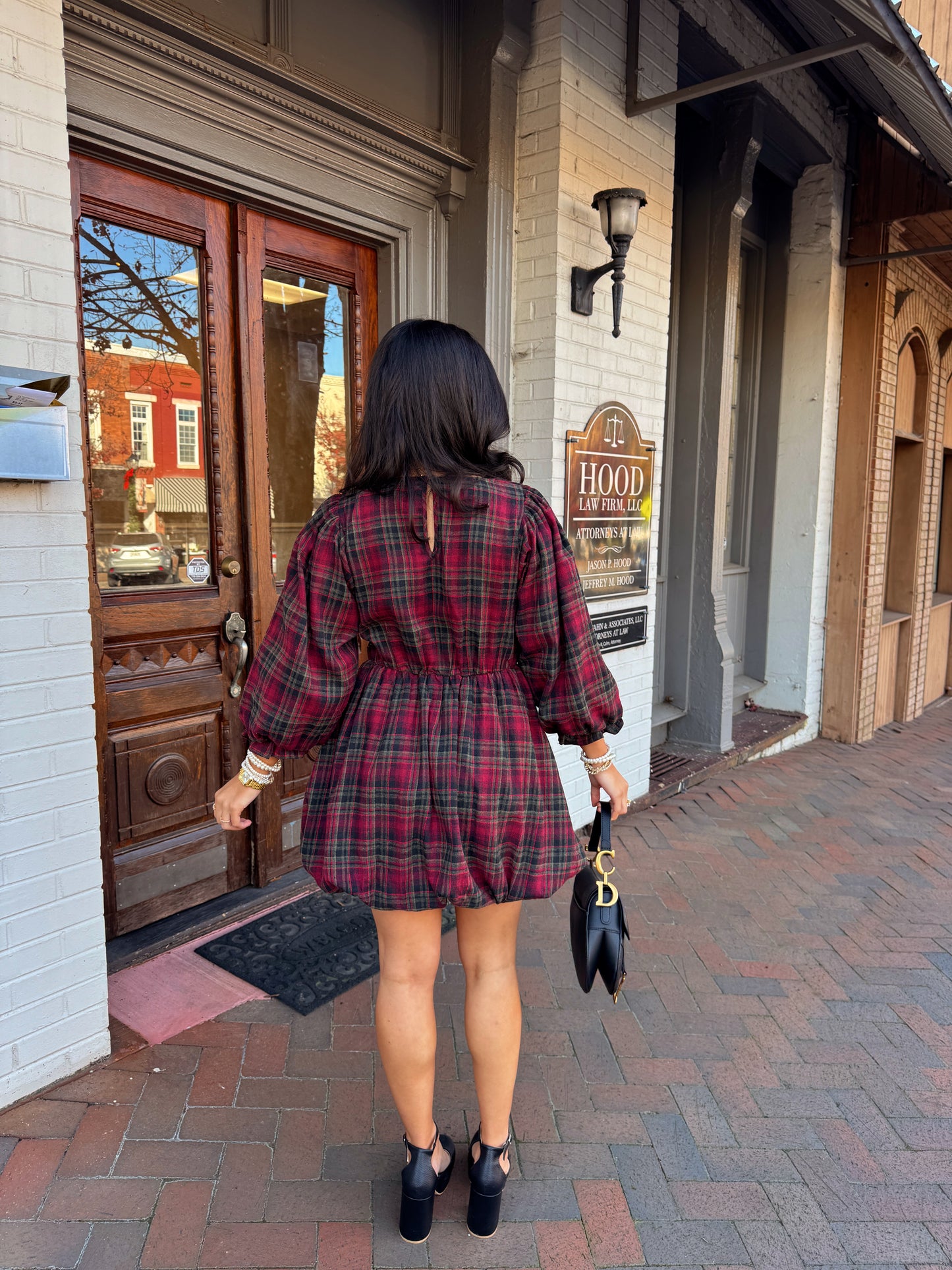 The Blackberry Lace Plaid Mini Dress