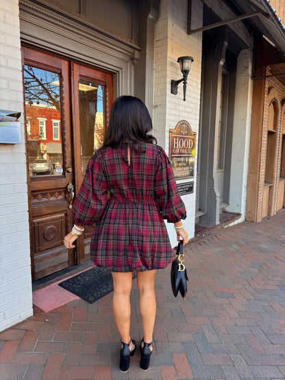 The Blackberry Lace Plaid Mini Dress