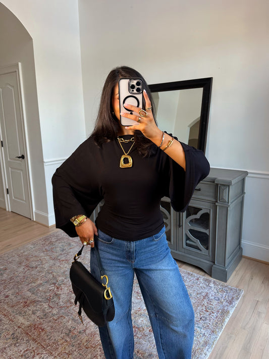 Tessa Black Dolman Top