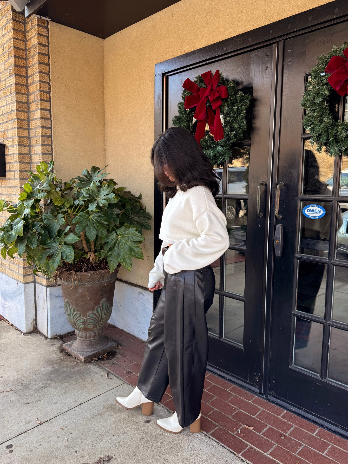 Black Essence Pleather Barrel Pants