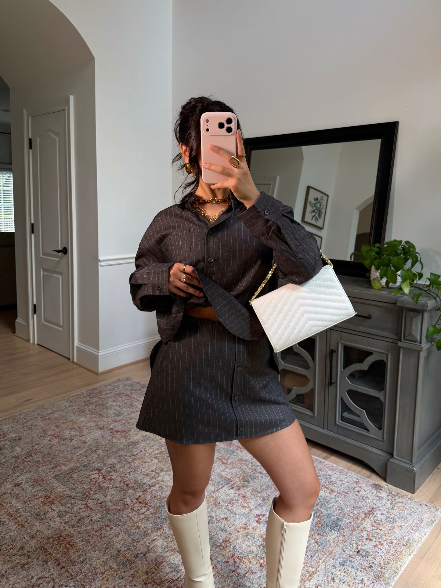 Fifth Avenue Grey Striped Set