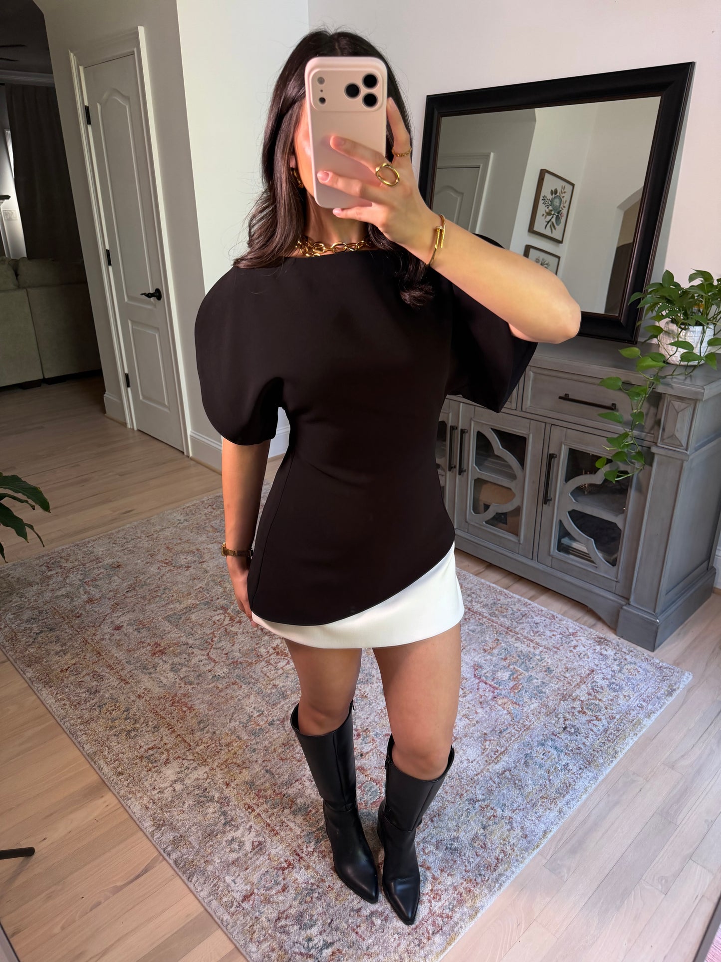 Chic Elegance Black Tailored Top
