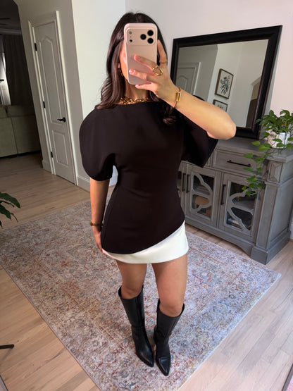 Chic Elegance Black Tailored Top