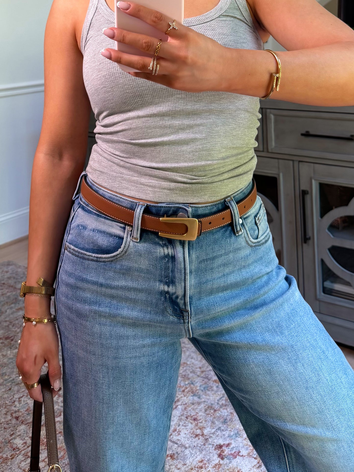 Tan/Black Reversible Genuine Leather Belt