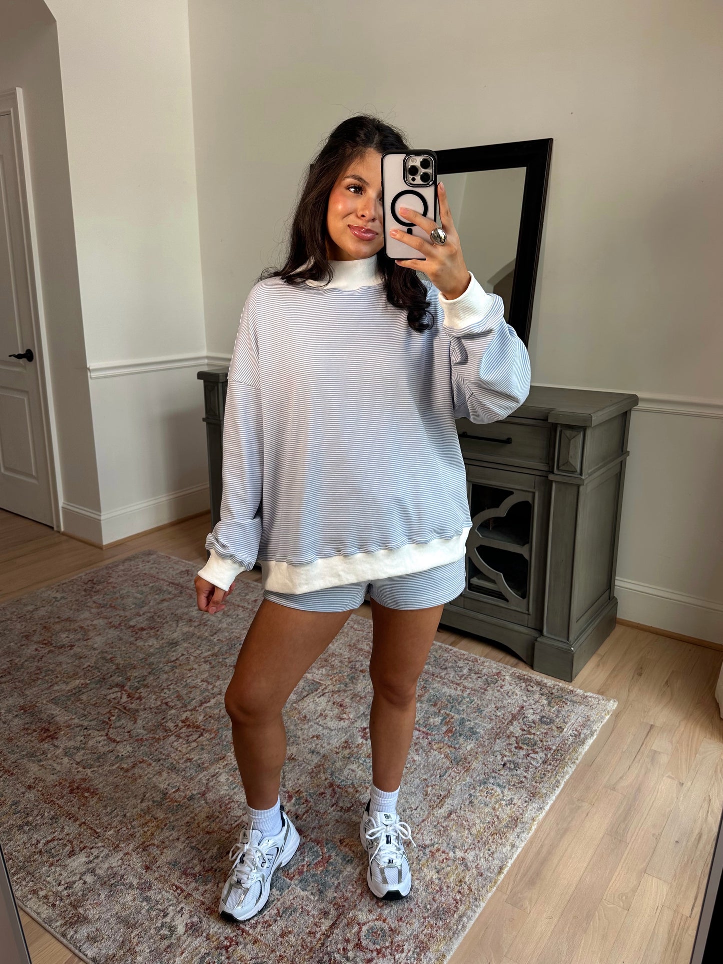 Baby Blue Mockneck Striped Set