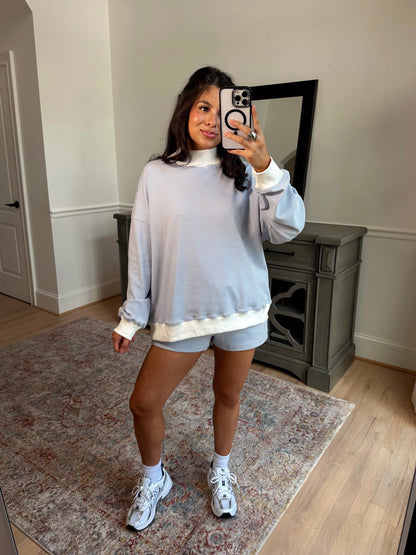 Baby Blue Mockneck Striped Set