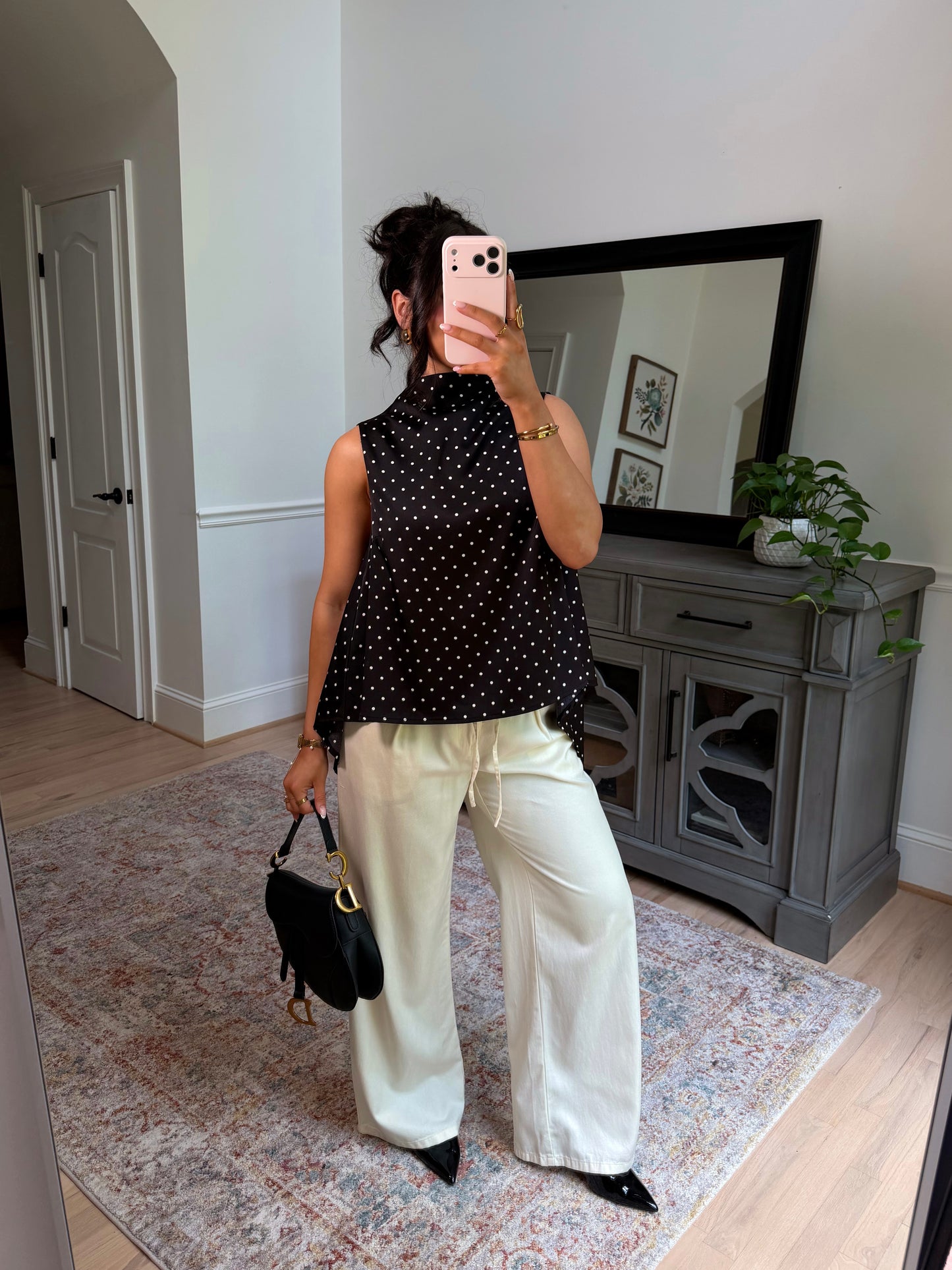 Evening Allure Polka Dot Blouse