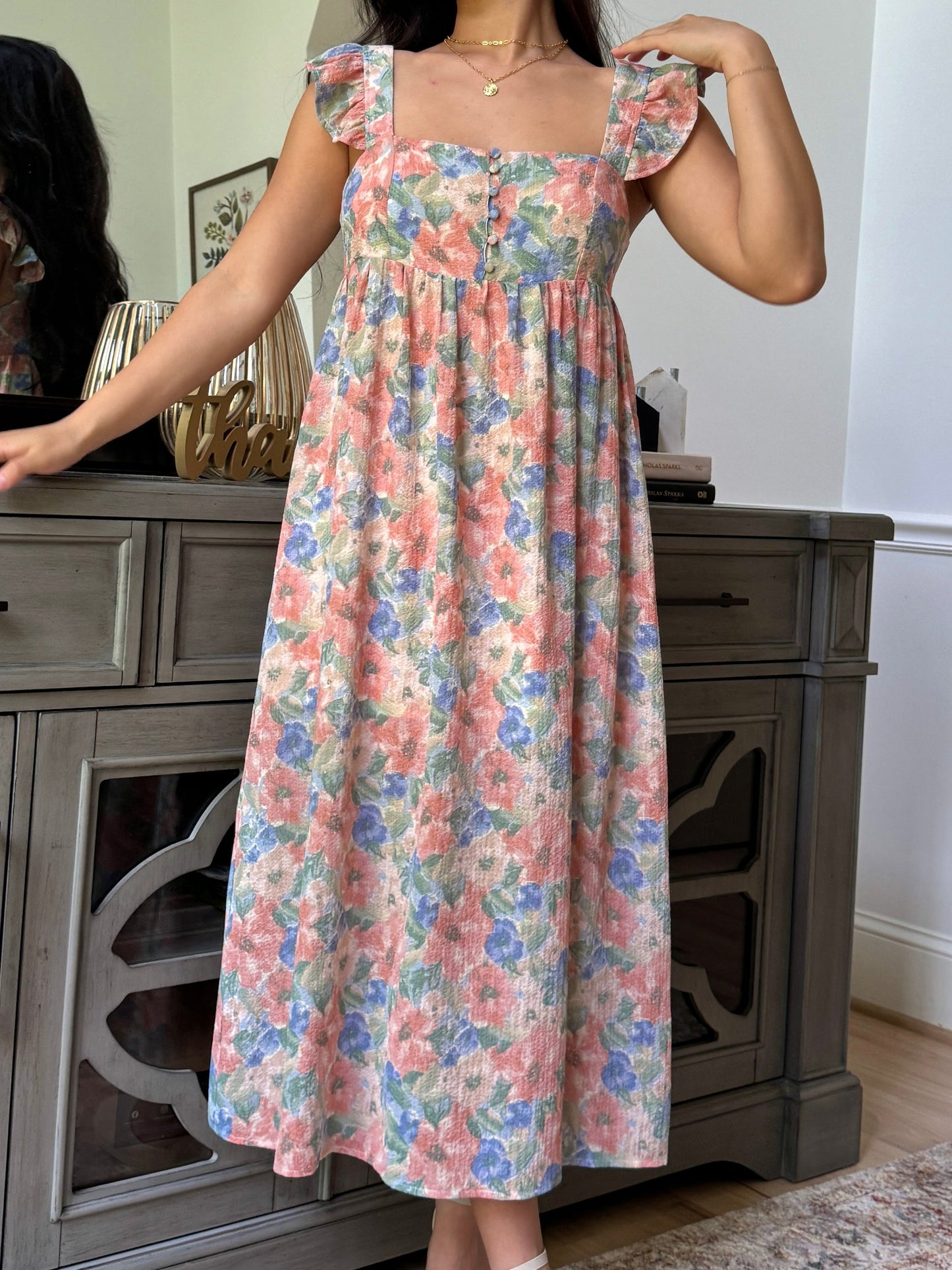 Floral Watercolor Midi Dress