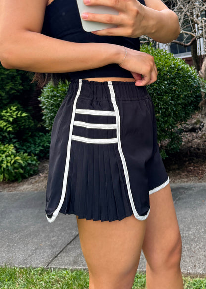 Black & White Side Ruffle Shorts