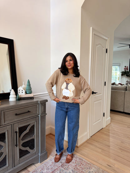 Teddy Embroidered Cotton Sweater
