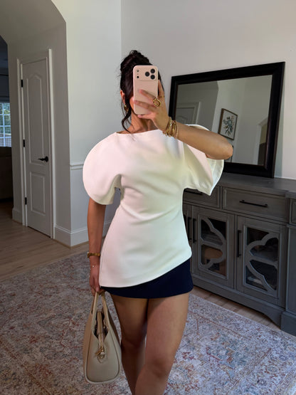 Chic Elegance Ivory Tailored Top