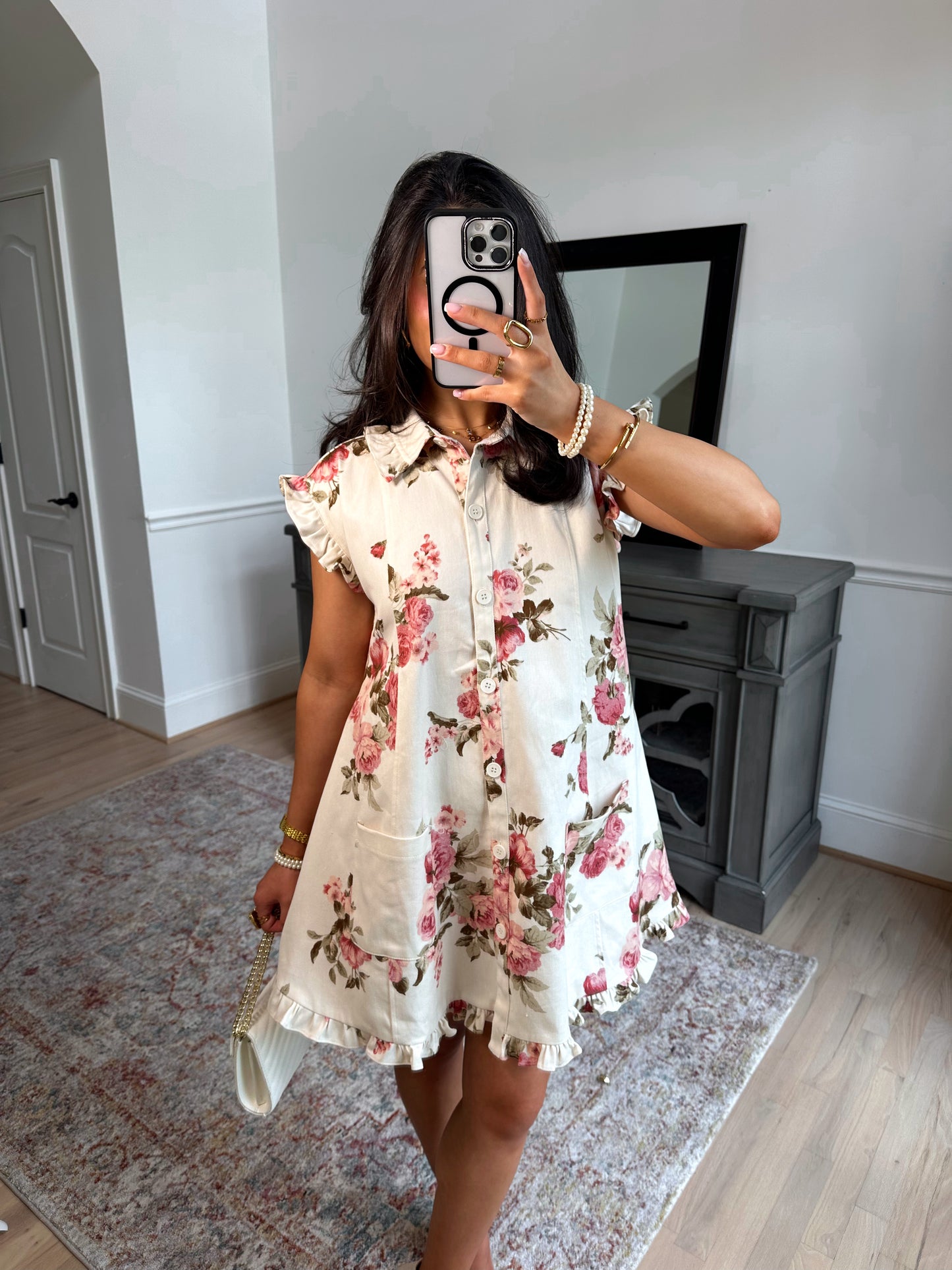 Sweet Rose Button Dress