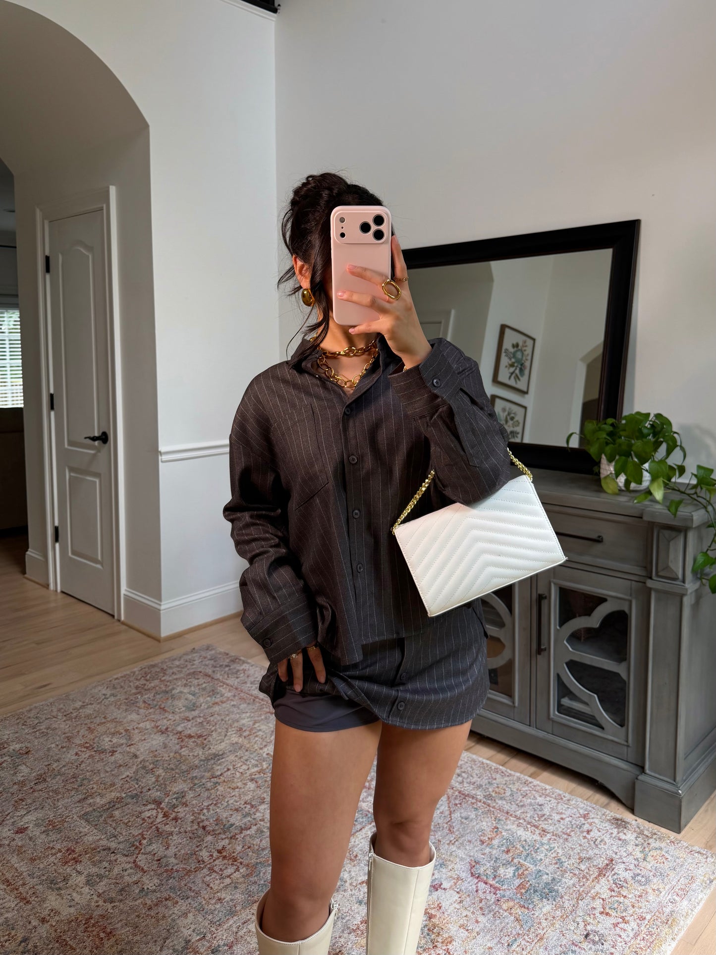 Fifth Avenue Grey Striped Set