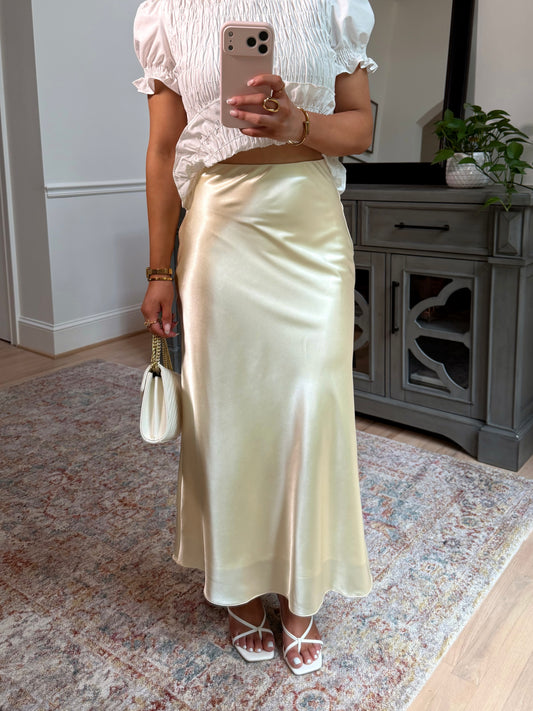Pearl Buttercream Satin Skirt