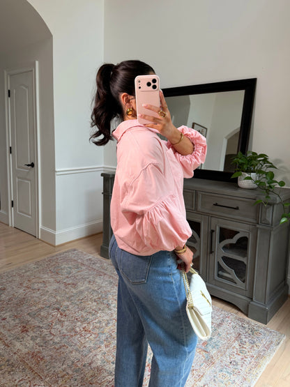 Peony Pink Bubble Hem Top