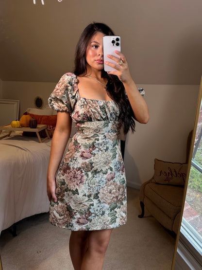 Vintage Floral Open Back Dress