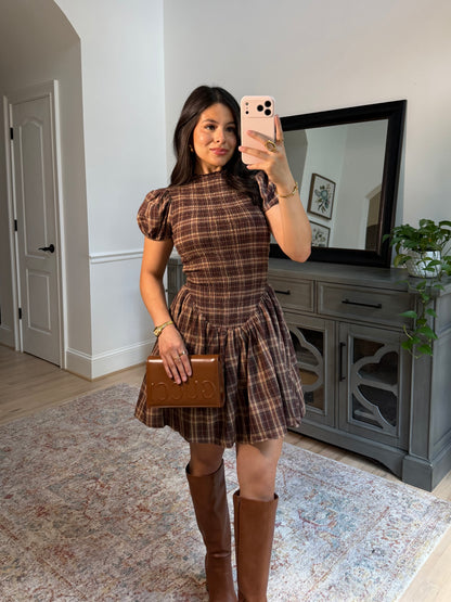 Cinnamon Spice Plaid Dress