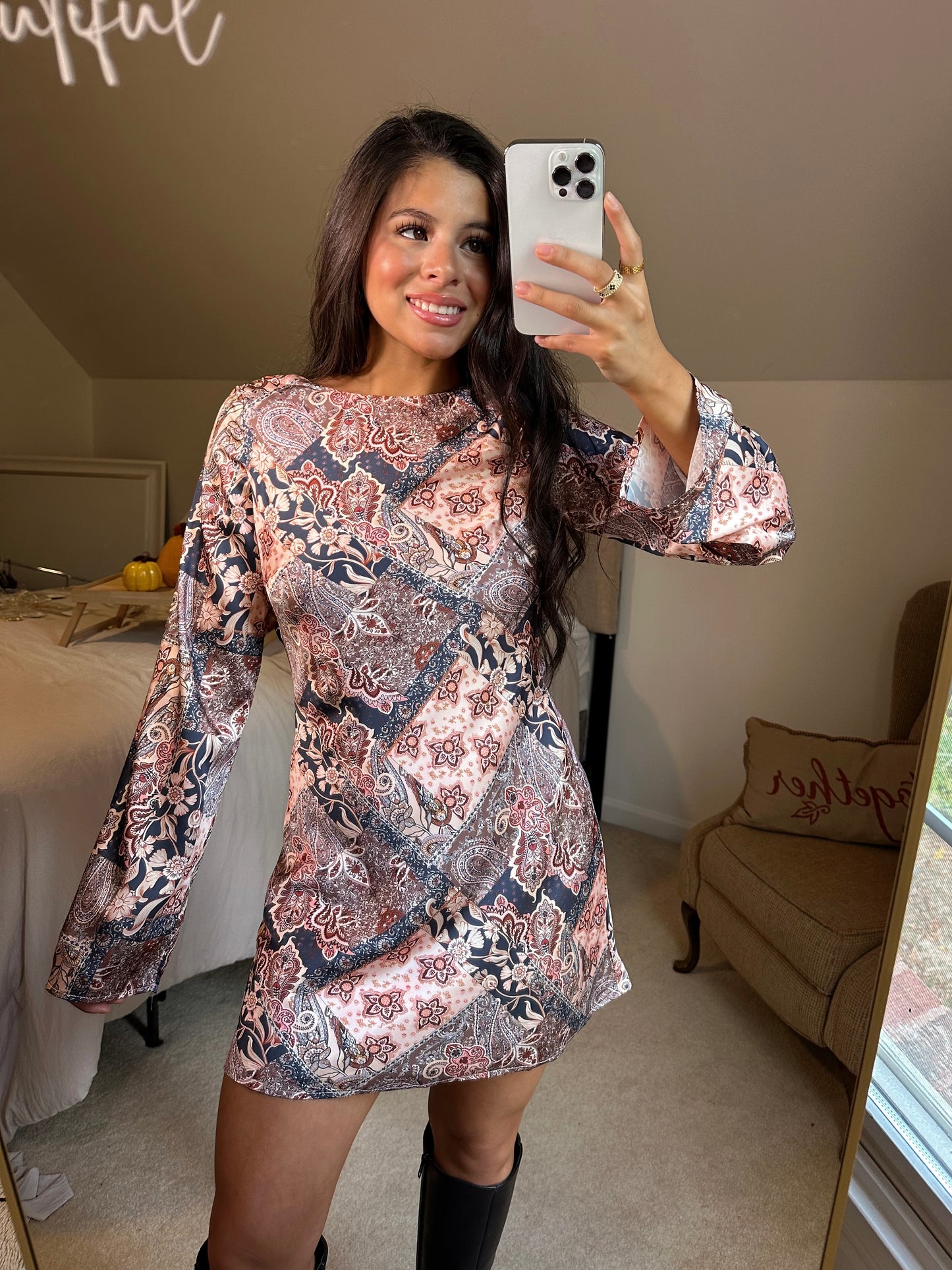 Paisley Open Back Dress