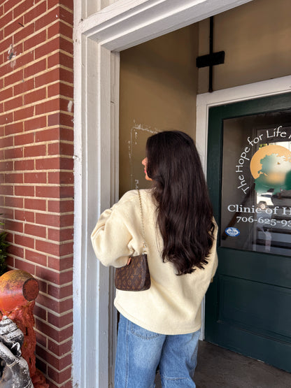 Butter Yellow Oversized Button Up Cardigan